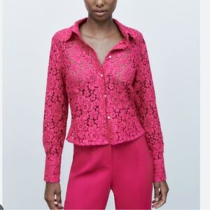 NWT Zara Pink Lace Long Sleeve